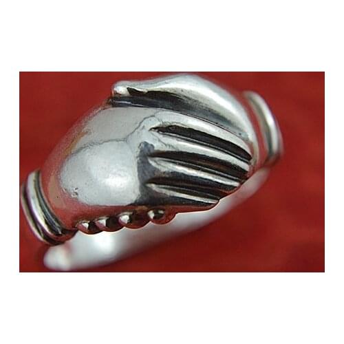 999 sterling silver ring female personality ring finger in hand shaking hands, Japan and South Korea womens silver