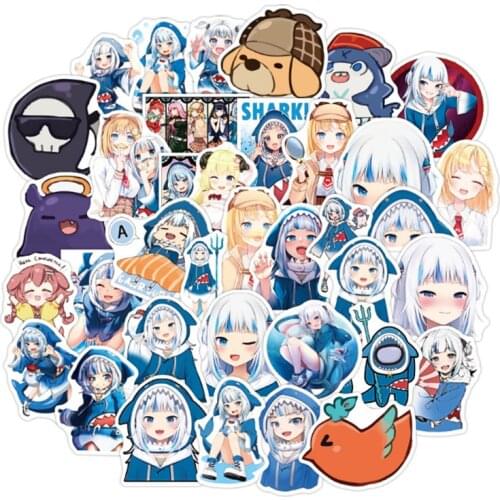 10/30/50 PCS Hololive Vtuber Shark Cartoon Cute Mobile Suitcase Graffiti Sticker Decorative Toy Wholesale
