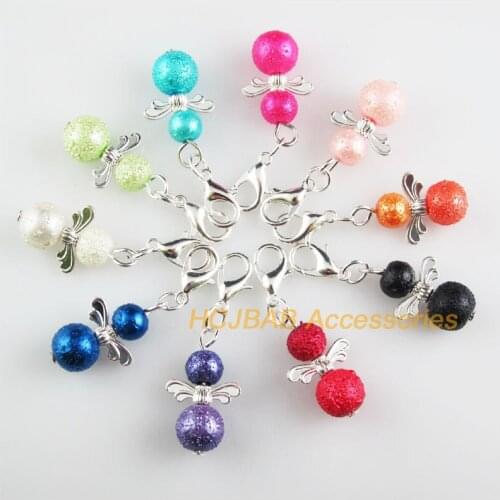 10 New Angel 14x21mm Charms Mixed Wrinkle Glass Silver Plated Retro With Lobster Claw Clasps