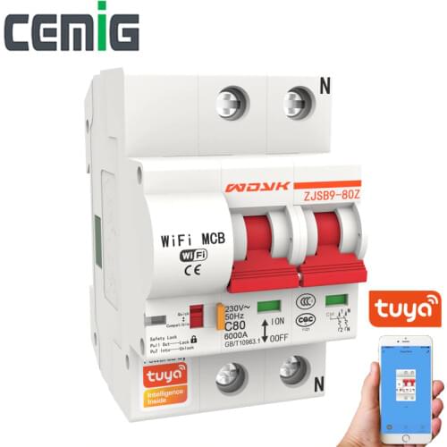 1P 2P 3P 4P Remote Control WiFi Circuit Breaker 10A-125A Powered By Tuya Third-Party Service Alexa Google Assistant IFTTT