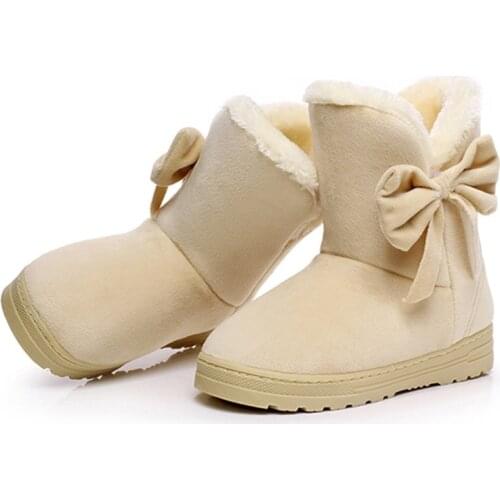 2021 Women Shoes Woman Winter Snow Boots Warm Ankle Boots Platform Rubber Female Boots Bow Plush Footwear Lady Flat Shoes