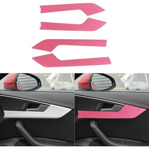 4PCS Suede Car Inner Door Handle Decorative Trim Car Inner Door Panel Decorative for Audi A4L 2017-2021 Car Styling