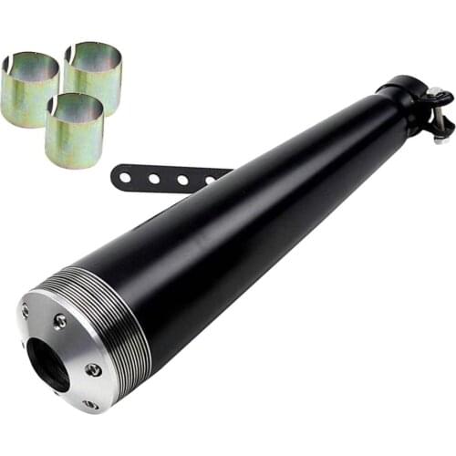 45mm Motorcycle Slip on Exhaust Pipe Exhaust System Universal Black 430mm With 3 adapters