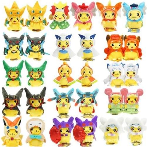 50Pieces Mixed Style Pikachu Cosplay Mega Charizard X Plush Toys ,Kawaii Pikachu Plush Soft Stuffed Animals Toys for Kids