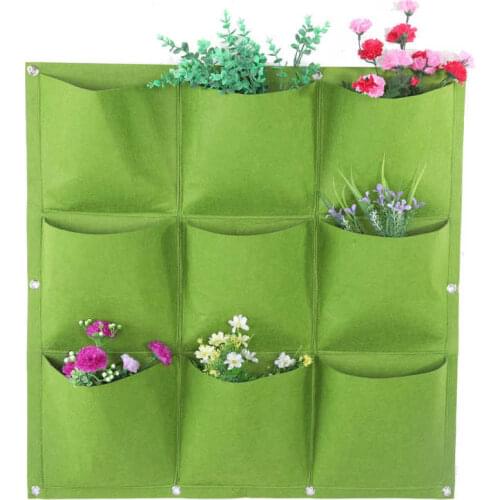 9 Pockets Degradable Vertical Hanging Wall Garden Plant Grow Bag Planter Container Home Garden Supplies