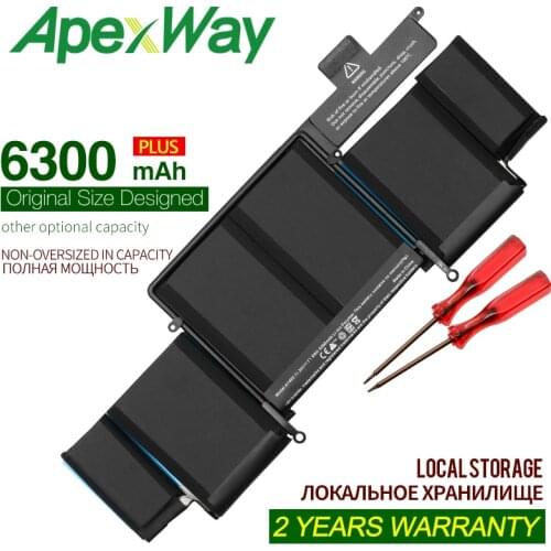 ApexWay A1493 6300mAh 11.34V Laptop Battery For APPLE Macbook Pro Retina 13" A1502 2013 ME864 ME865 11.34V 6300mAh