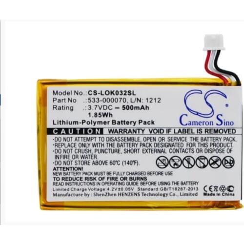 Cameron Sino 500mAh battery for LOGITECH Ultratin Keyboard Cover 533-000070 L/N: 1212 Keyboard Battery