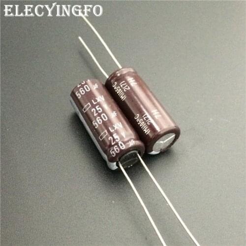 10pcs/100pcs 560uF 25V560UF NIPPON LXV Series 10x25mm Low Impedance 25V560uF Aluminum Electrolytic Capacitor