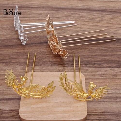 BoYuTe (5 Pieces/Lot) 38*75MM Metal Alloy Phoenix Hair Fork Vintage Style Women Hair Accessories Diy Handmade Jewelry Materials