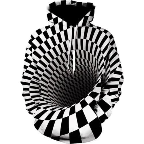 Brand new high quality mens personality hoodie fashion mens and womens long sleeve vertigo vortex funny hoodie