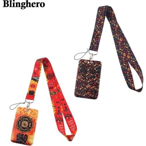 CB372 Firemen Work Card Holder With Lanyard Bank Card Name Credit Card Holder Card Bus ID Holder Identity Badge With Neck Strap