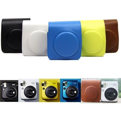 PU Leather Shoulder Strap Bag Case Pouch For FUJIFILM Instax Mini 70 Vintage Solid Color Camera Carry Cover Case
