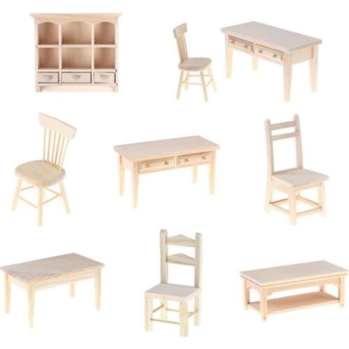 1:12 Dollhouse Furniture Miniature Wooden Kitchen Chair Kids Pretend Play Toy 1:12 Mini Doll House Dollhouse Chair Desk