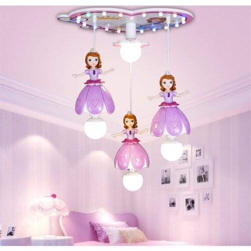 Princess Sofia Childrens Room Pendant Lights Girl Bedroom Pink Sweet Living Room Garden Hanging Lamps Deco Lights Fixtures