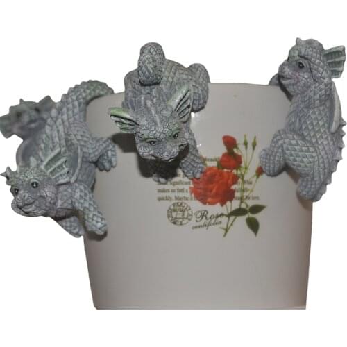 4 PCS Baby Dragon Statues Garden Resin Dragon Decor Flower Pot Creative Pendant Garden Hanging Ornaments Dragon Yard Art Decor