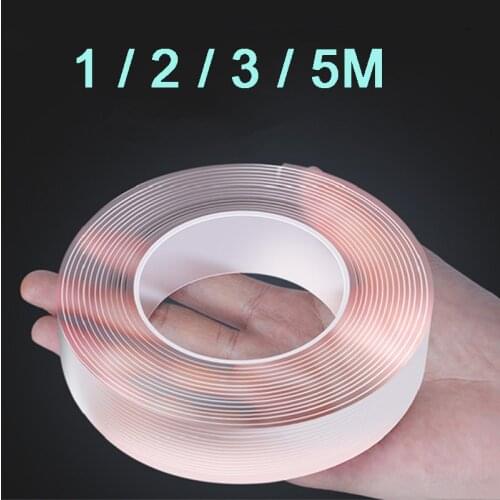 Width 2cm 1/2/3/5M Nano Tape Tracsless Double Sided Tape Transparent No Trace Reusable Waterproof Adhesive Tape Cleanable Home