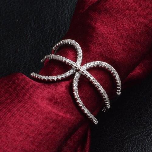 Elegant Hollow Design Wedding 925 Sterling Silver Fashion Jewelry Engagement Rings White Crystal Cubic Zircon Ring