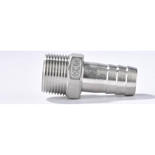 8mm 10mm 12mm 13mm 14mm 15mm 16mm 18mm 19mm 20mm 25mm 32mm Hose Barb x 3/4" 1" BSP Male Thread 304 Stainless Steel Pipe Fitting