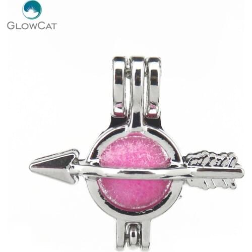 K603 5pcs/lot Silver 22mm Round Arrow Beads Cage Pendant Locket Fairytale Party Essential Oil Diffuser