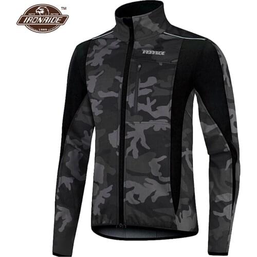 Camouflage Motorcycle Jacket Thermal Fleece Cycling Jacket Waterproof Bicycle MTB Road Bike Jacket Windproof Long Jersey