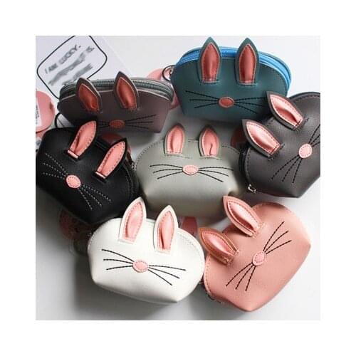 Creative Wedding Party Gifts Korean Style 3D Rabbit Ear PU Leather Card Holders Cash Coin Bags lin4986