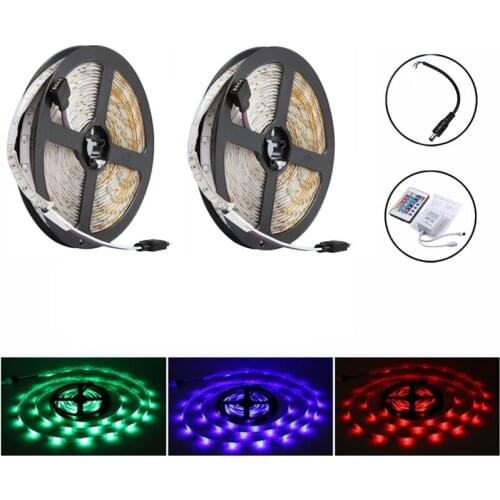 Hot 10M 600Leds 3528 Smd Rgb 2X 5M Led Light Strip + 44 Key Ir Remote Controller