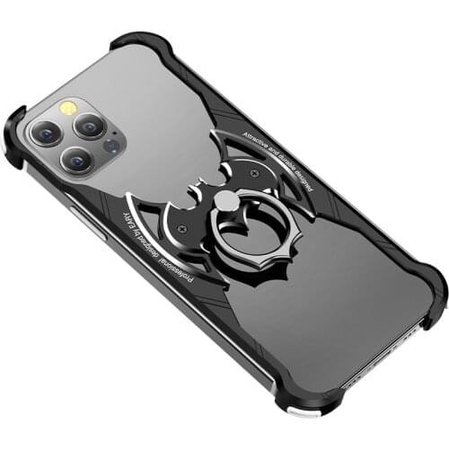 Bat Design Bumper with Airbag Metal Case for iPhone 12/12 Pro/12 Pro Max/12 Mini shell with Ring Holder back cover case