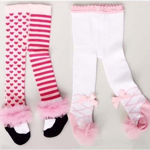 Cute Baby Girl Tights Soft Cotton Lace Bowknot Pantyhose Autumn Winter Girl Clothes Striped Newborn Toddler Tights Stockings