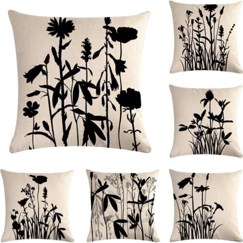 Cute Cartoon Pattern Plant Pillowcase Flower Pillow Case Married Couples Kitten Cushions Cover Outdoor Chair Cushion45x45cm