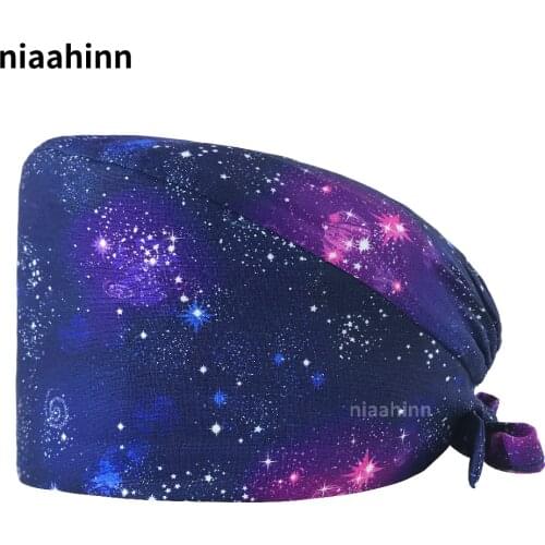 Multipurpose Doctor Nurse Cap Adjustable Lab Hat Printed Dental Clinic Work Cap Unisex Pet Store Scrubs Cap Medical Surgical Hat