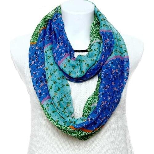 2021 Fashion Printed Ring Scarf Women Winter Infinity Scarves Ladies Loop Shawls Soft Voile Neckerchief Warm Neck Circle Scarf