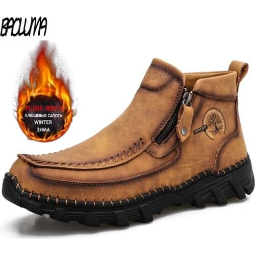 New Outdoor Winter Mens Snow Boots Mens Sneakers Platform Mens Boots Walking Punk Zipper High Quality Mens Motorcycle Boots