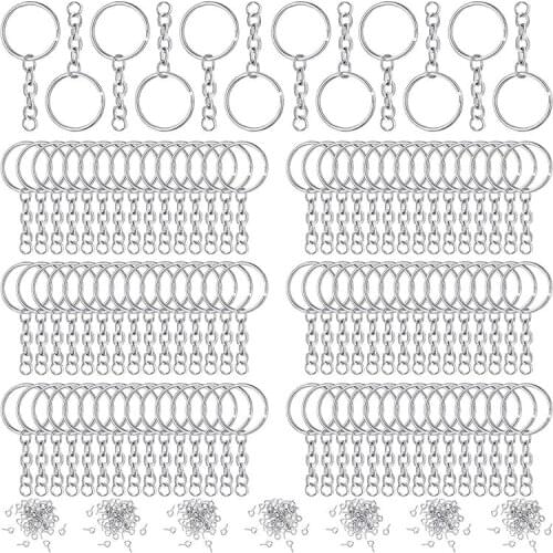 360 Pcs Keychain Rings Kit Including Open Jump Rings Connectors Bulk and Screw Eye Pins Hooks for DIY Crafts