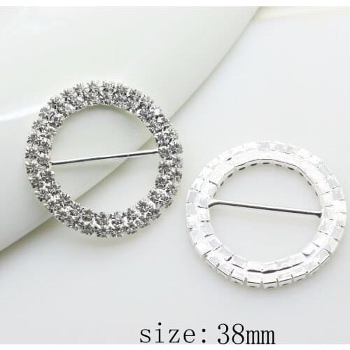 New Hot 5Pcs 38mm Double row Round Diy jewelry Accessories rhinestones pedestal embellishments caps Decoration For Making