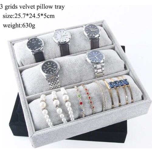 New Classic Velvet Jewelry Trays Jewelry Storage Organizer Jewelry Display HolderWoman Bracelets Man Watch Box Case