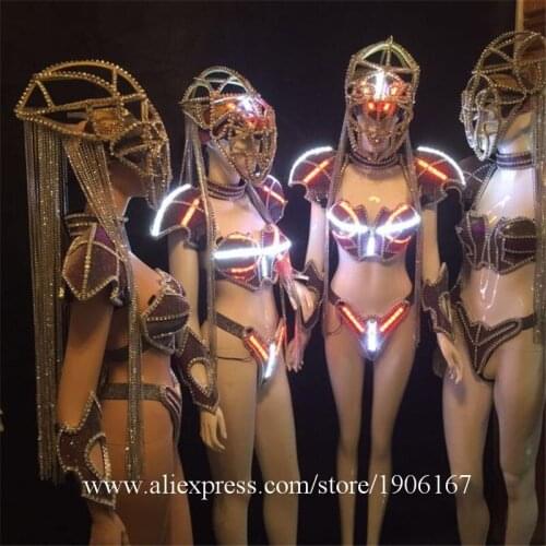 Wholesale 4 Sets Led Luminous Sexy Lady Clothes Lighting Party Evening Dress Led Catwalk Show Stage Performance Women Suit