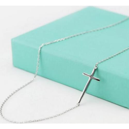925 Sterling Silver necklace women Cross Female Short Paragraph Jewelry Sweet Simple Wild Pendant Necklace