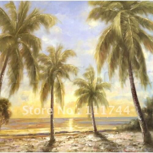 Landscape oil painting Home Decoration Caribbean Water seaside High quality 100% handmade free shipping