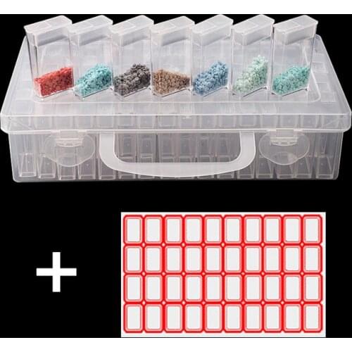 42 Cells Plastic Storage Box and Stickers for Diamond Painting Accessories Tools 42 Bottles Container Box Diamond Embroidery
