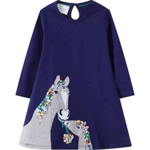 Jumping Meters Applique Princess Dresses Long Sleeve Girls Clothes For Christmas Party Costume Autumn Spring Child Animals Dress