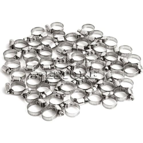 50Pcs 1/2"-3/4" Adjustable Stainless Steel Drive Hose Clamps Fuel Line Clip 896B