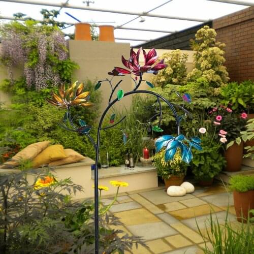Garden Windmill Flower Shaped Metal Artware Decorative Tools Home Decorations for Courtyard Park