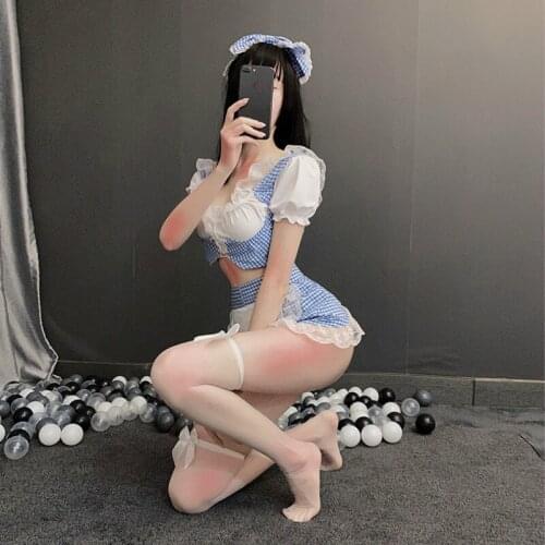 Hot Dress Sexy Underwear Japanese Lingerie Cosplay Maid Uniform Lace Sex Skirt Summer Short Sleeve Uniform Lenceria Femenina