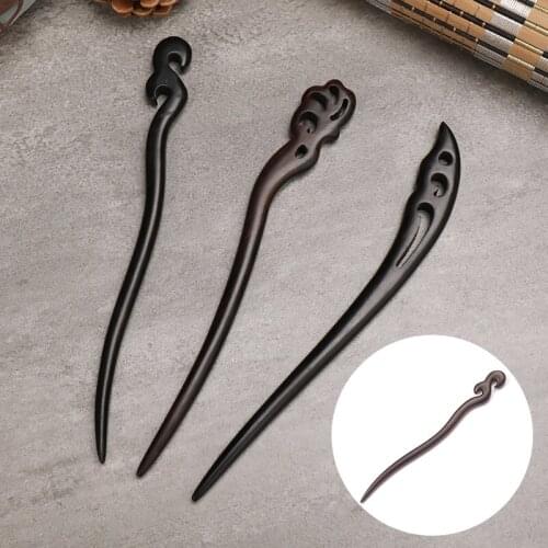 Hand-carved Black Wooden Hairpin Hair Sticks Chinese Style Chopsticks Ethnic Hair Pin Wedding Accessories Bridal Headwear
