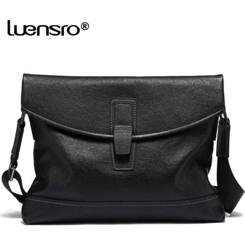 Messenger Bag Mens Genuine Leather Shoulder Bag for Boys Fashion Leather Small Flap Male Crossbody Bags Handbags ipad Men Bag