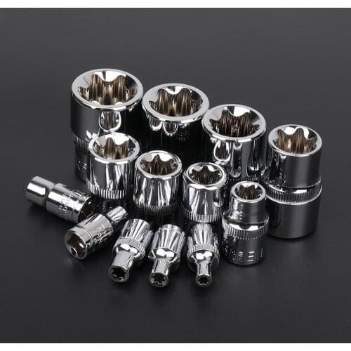 1/4" 3/8" 1/2 E-Socket Bit Ratchet wrench Sockets Hand Tool Kits Angles Plum Blossom Sleeve Torque Spanner Ratchet Socket Wrench