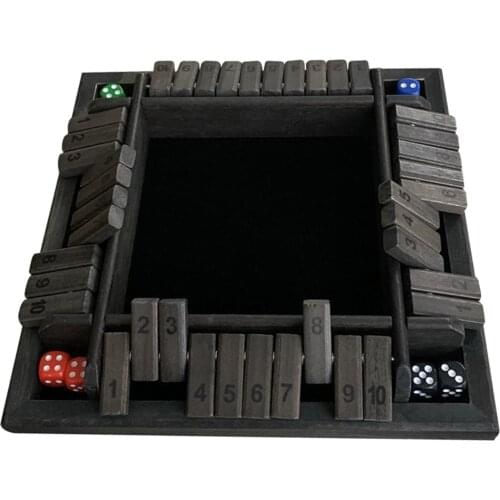 Traditional 4 Sided 1-10 Numbers Shut The Box Dice Game for Drinking Party