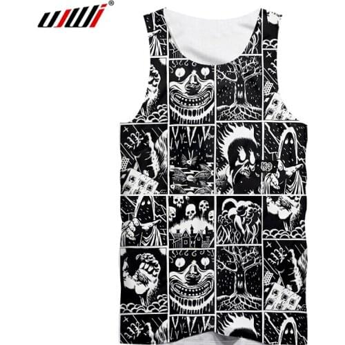 UJWI Factory Direct Supply Original Sample Design 3D Black And White Horror Skull Print Vest Large Vest Wholesale