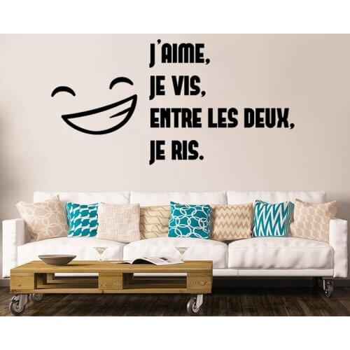 Sticker Citation J'aime Je Vis Entre Les Deux Vinyl Wall Art Decal Living Room Wall Decor Poster Love Quote Home Decor Wallpaper