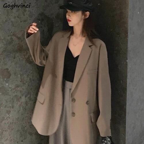 Blazers Women Spring Loose Single-breasted Solid Korean Style Elegant Office Ladies All-match Chic Ins Leisure New Stylish Coat